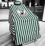 Престилка пелерина за подстригване в зелено и бяло Barbershop 